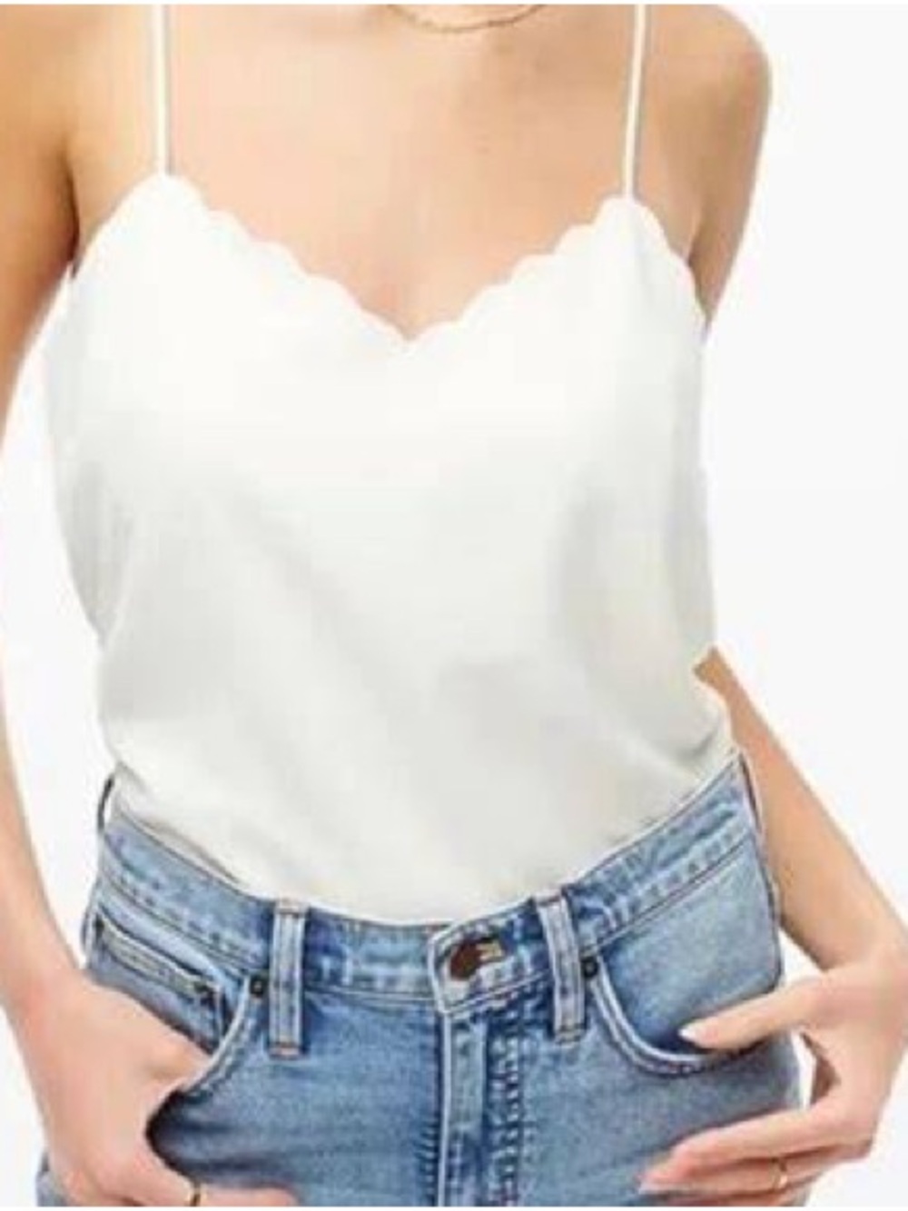 NWT: J. Crew Cream Scalloped Silk-Blend Cami - Picture 7 of 7